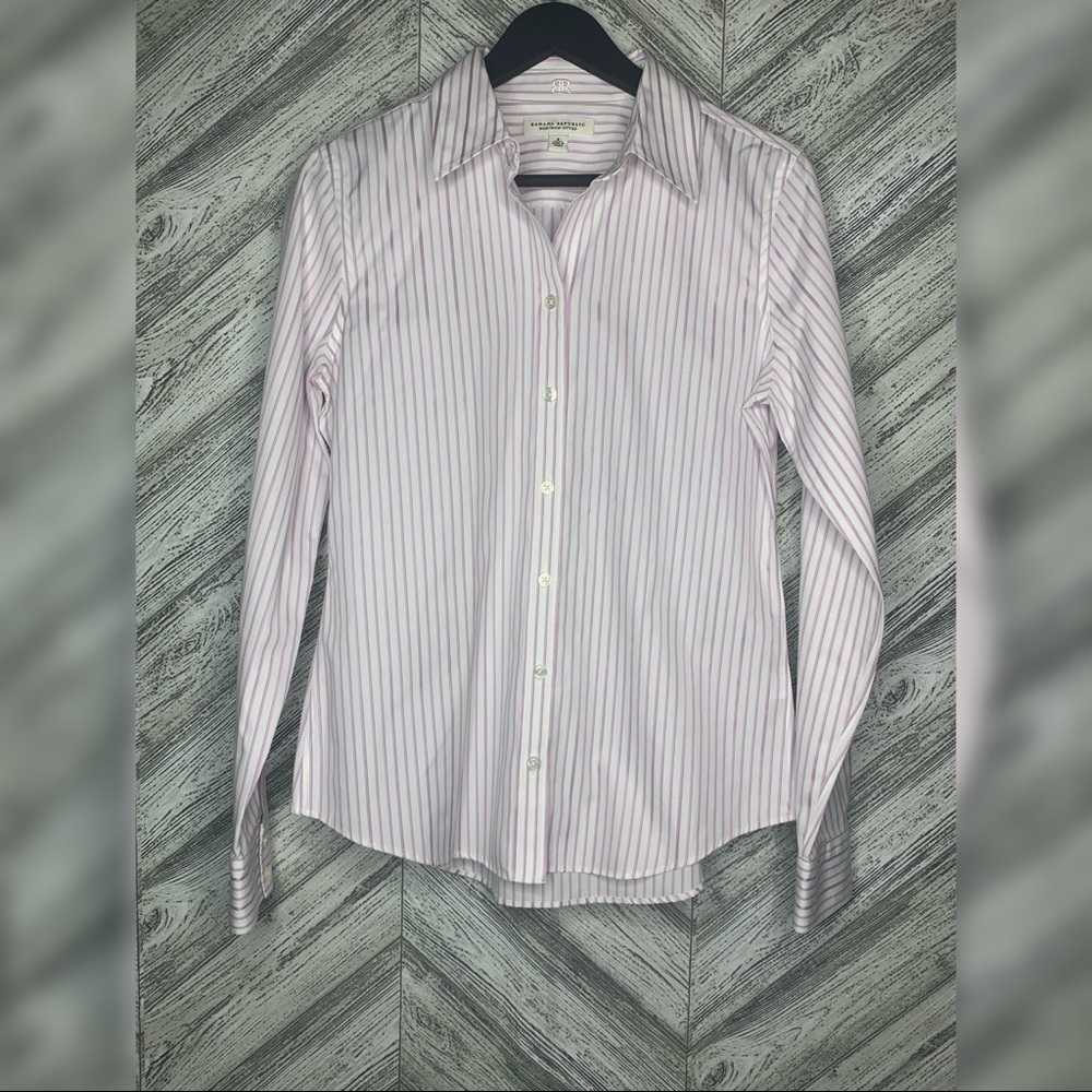 Banana Republic Purple stripe Fitted Long Sleeve